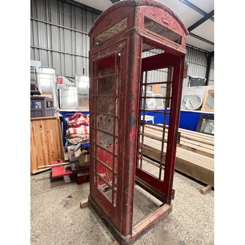 18 - Red Telephone kiosk box for restoration door and parts on pallet k6