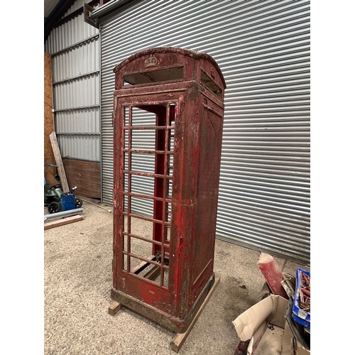 18 - Red Telephone kiosk box for restoration door and parts on pallet k6