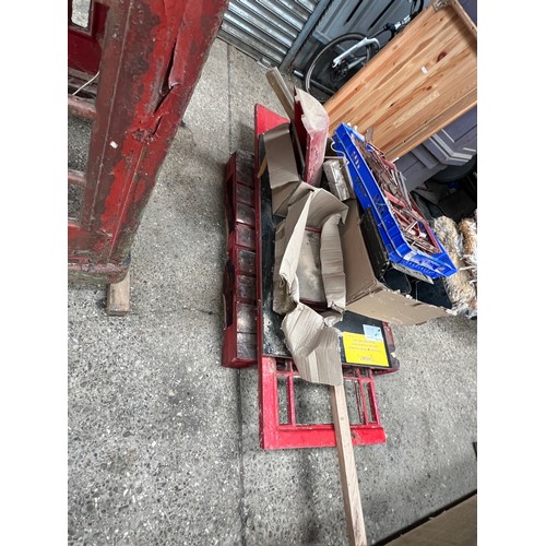 18 - Red Telephone kiosk box for restoration door and parts on pallet k6