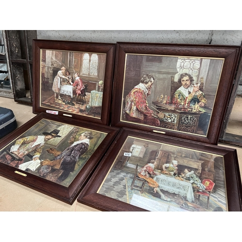 575 - x 4 oak framed pictures