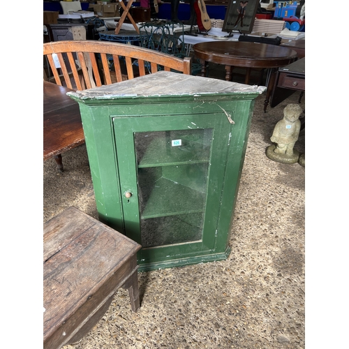 626 - green painted corner cabinet