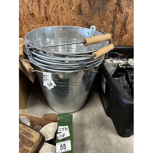 54 - x 5 galvanized buckets