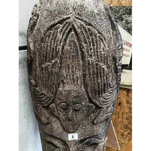 4 - Large Wooden Tribal Carved Mask...