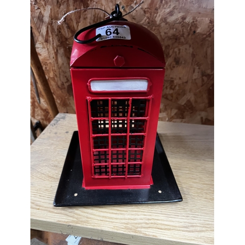 64 - h203 British Red Telephone Bird Feeder...