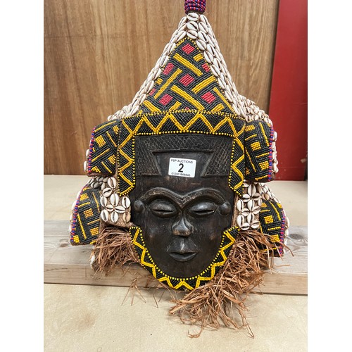 2 - African Carved Art Antique Tribal Mask FULL head Mask...