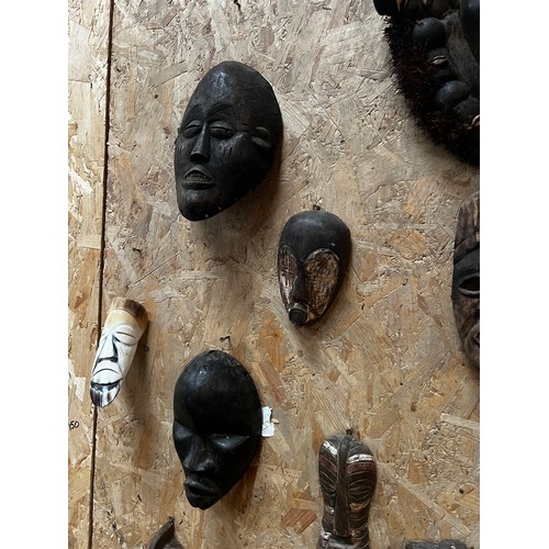 1 - Large collection of African Carved Art Antique Tribal Masks...