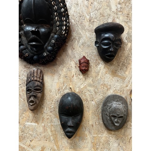 1 - Large collection of African Carved Art Antique Tribal Masks...