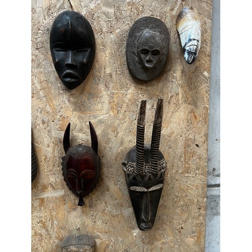 1 - Large collection of African Carved Art Antique Tribal Masks...