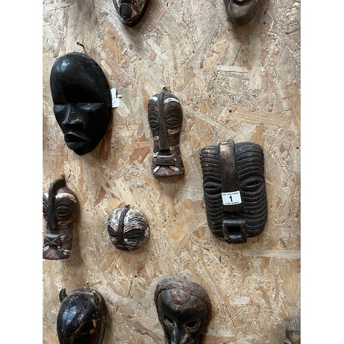 1 - Large collection of African Carved Art Antique Tribal Masks...