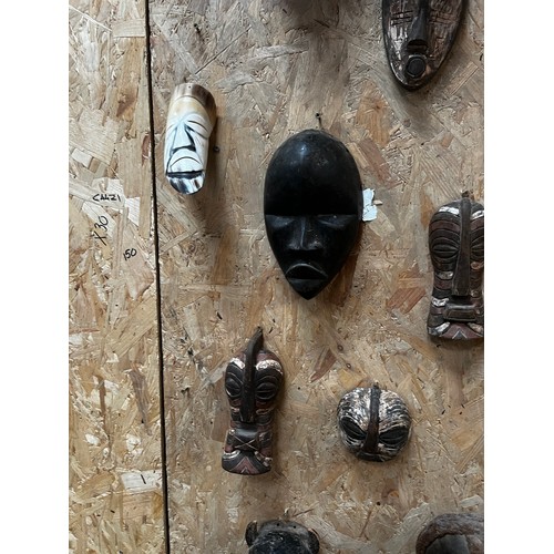 1 - Large collection of African Carved Art Antique Tribal Masks...