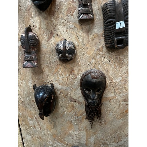 1 - Large collection of African Carved Art Antique Tribal Masks...