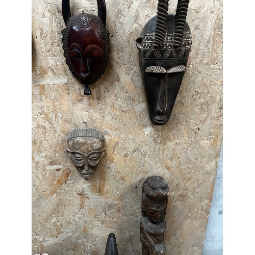 1 - Large collection of African Carved Art Antique Tribal Masks...