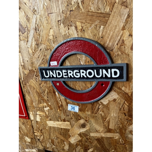 36 - H302 metal underground sign