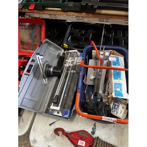 238 - crate of mixed plus tile cutter