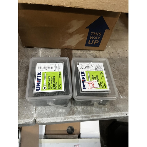 73 - x2 tubs of screws unifix decking wood screws