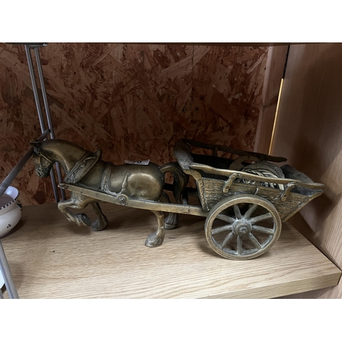 70 - brass horse and cart + brasses