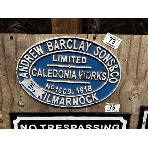 73 - oval Barclays metal sign