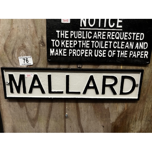 76 - 306 Mallard sign