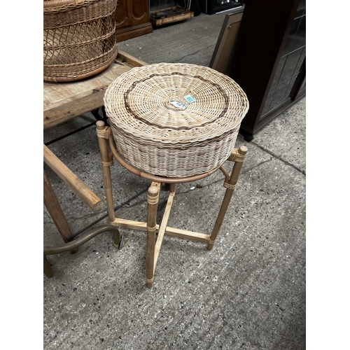 358 - wicker basket on stand