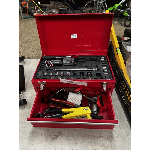 372 - small red tool box + contents