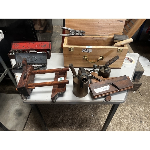 95 - vintage wood planes   including blow torch