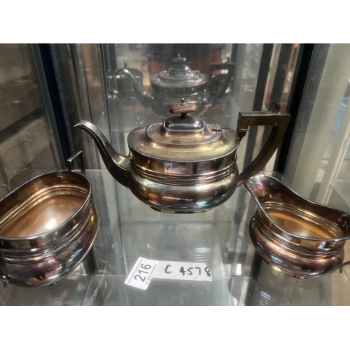 216 - tea pot milk jug sugar bowl