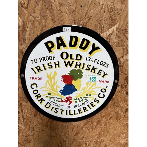 169 - Paddy's whiskey vitreous sign