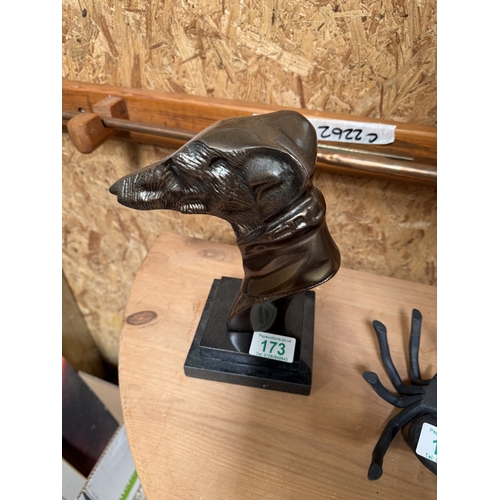 173 - greyhound head on granite base