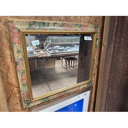 183 - mirror with flowered frame