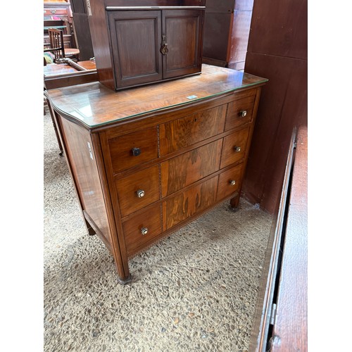 9 - chest of drawers 88 cm long x 47 cm deep glass top cover
