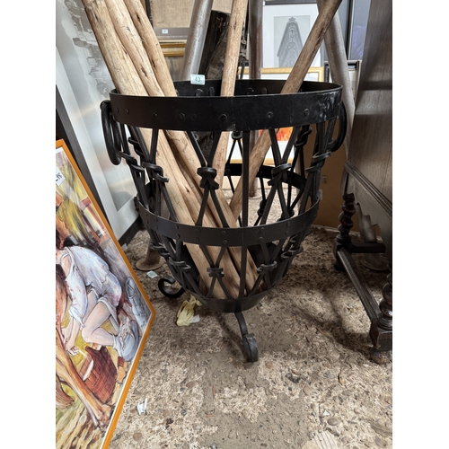 43 - large metal wood basket new