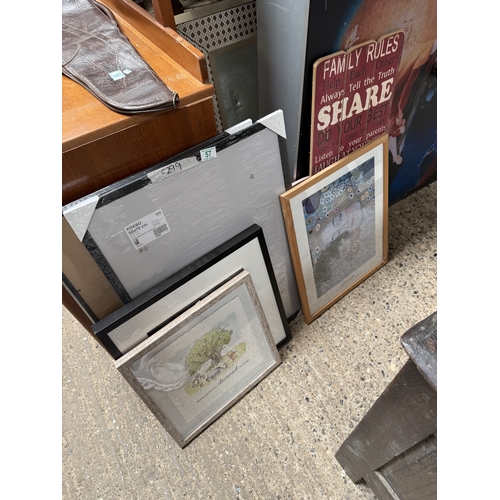 57 - pictures + pink metal table