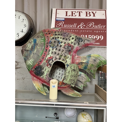 998 - large metal garden fish ornament