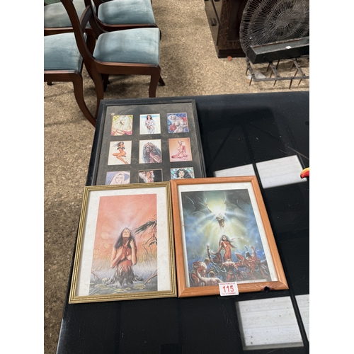 115 - x 3 framed pictures