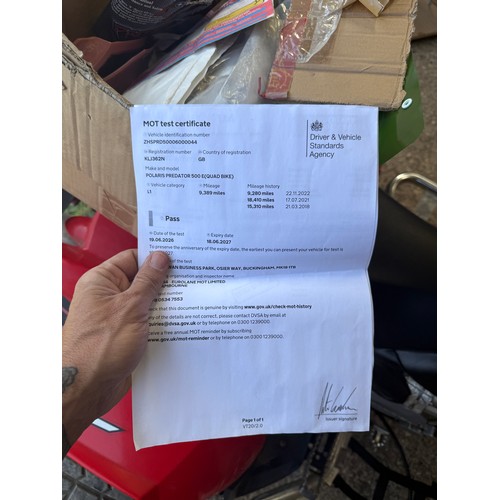 4 - NEW MOT 500cc Polaris road legal remapped chipped race mode full paper work and receipts
