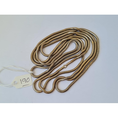 190 - A long rolled gold snake link chain