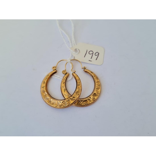 199 - A pair of large 9ct hoop earrings 1.9g
