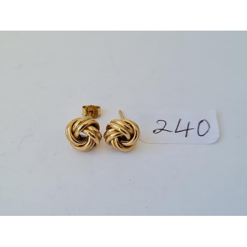 240 - Pair of 9ct knot earrings 1.3g