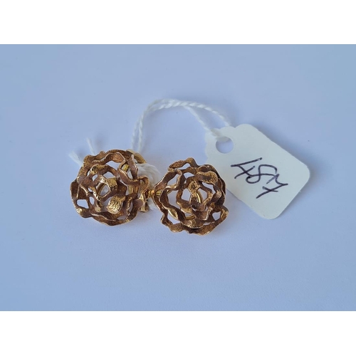 487 - Pair 9ct rose gold ear clips 4.5g