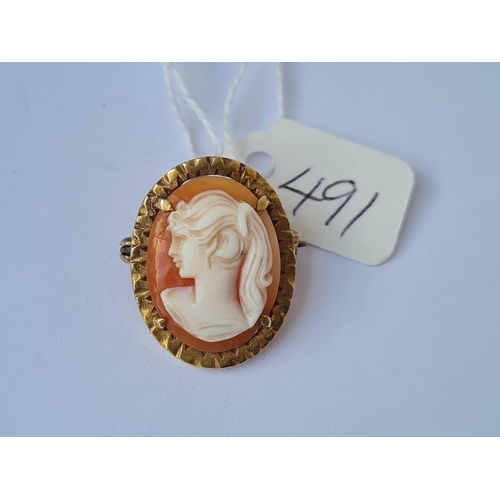 491 - A cameo brooch in 9ct mount