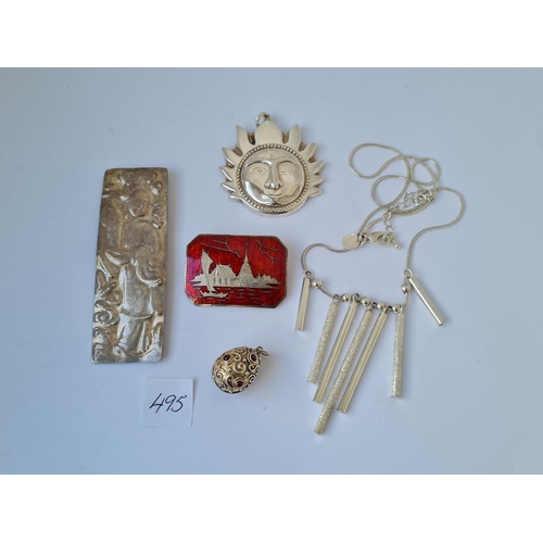 495 - Bag of silver jewellery items 55g