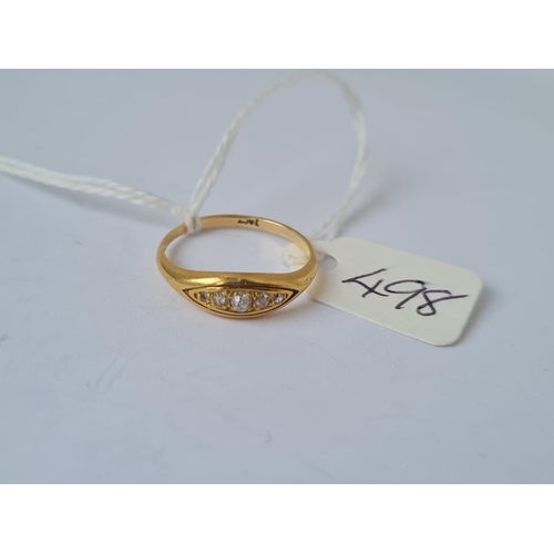 498 - Diamond 5 stone boat shaped ring in 18ct gold