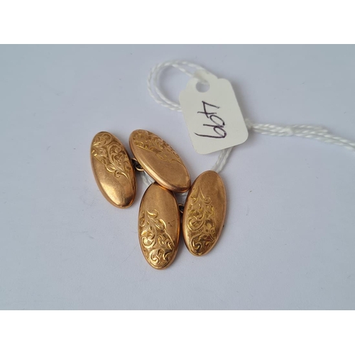 499 - Pair of oval 9ct cufflinks 4.5g