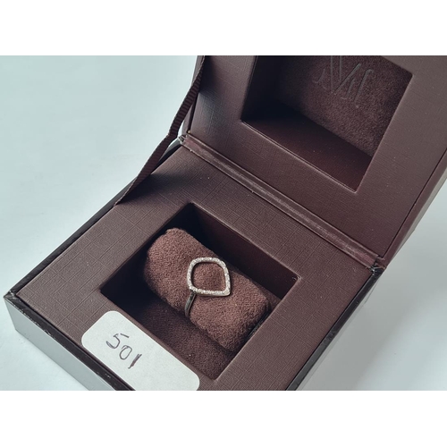 501 - A Monica Vinander Riva diamond hoop ring in silver - boxed