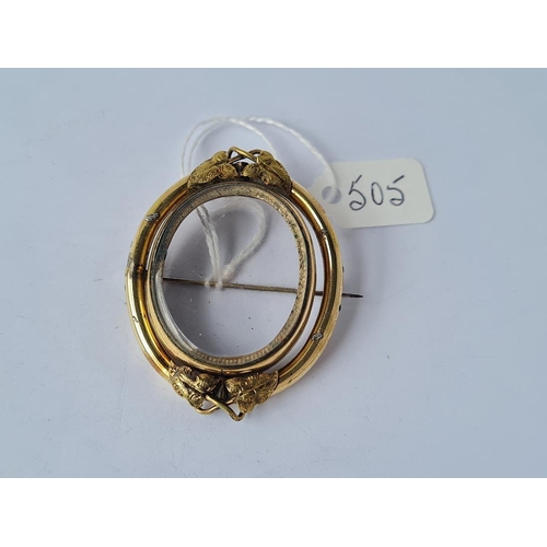 505 - A Victorian gilt swivel mourning brooch