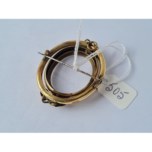 505 - A Victorian gilt swivel mourning brooch