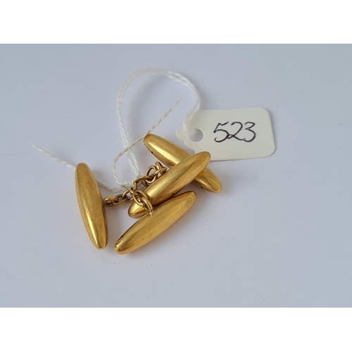 523 - A pair of 18ct torpedo cufflinks 7.4g