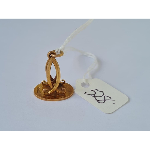 528 - A plain terminal fob seal in 9ct 3.2g