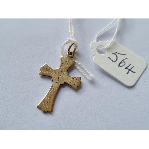 564 - A 9ct cross - 1.6gms