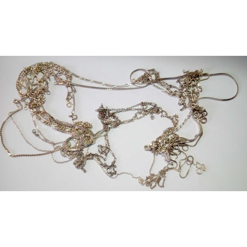 206 - Sixteen stirling silver chains - 62gms